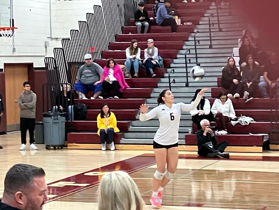 Isabella Salducco (No. 6) serves for Pat-Med in the Suffolk County Class AAA championship game against Commack on Nov. 2.